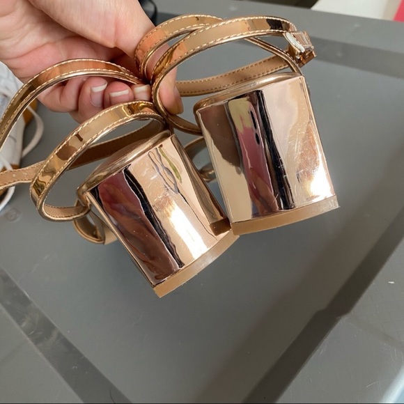 ASOS Design Wide Fit Honeywell Rose Gold Barely There Block Heel Sandals - Picture 6 of 8